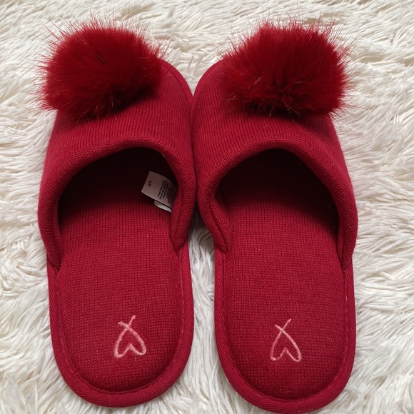 🎉HP🎉 Victoria’s Secret Pompom Slippers 💗 Red - Picture 4 of 11